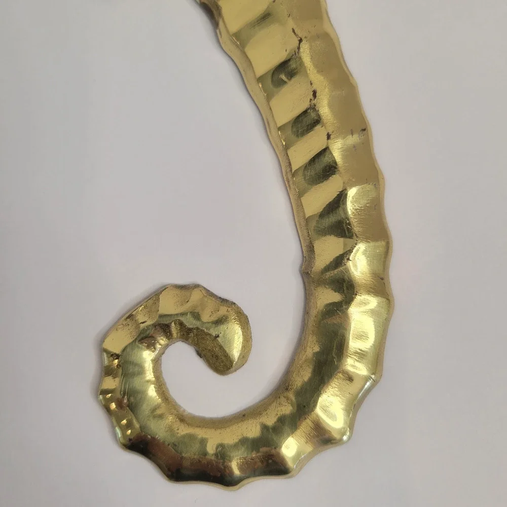 Vintage Solid Brass Sea Horse Wall Hangings Pair 14” & 12” Japan